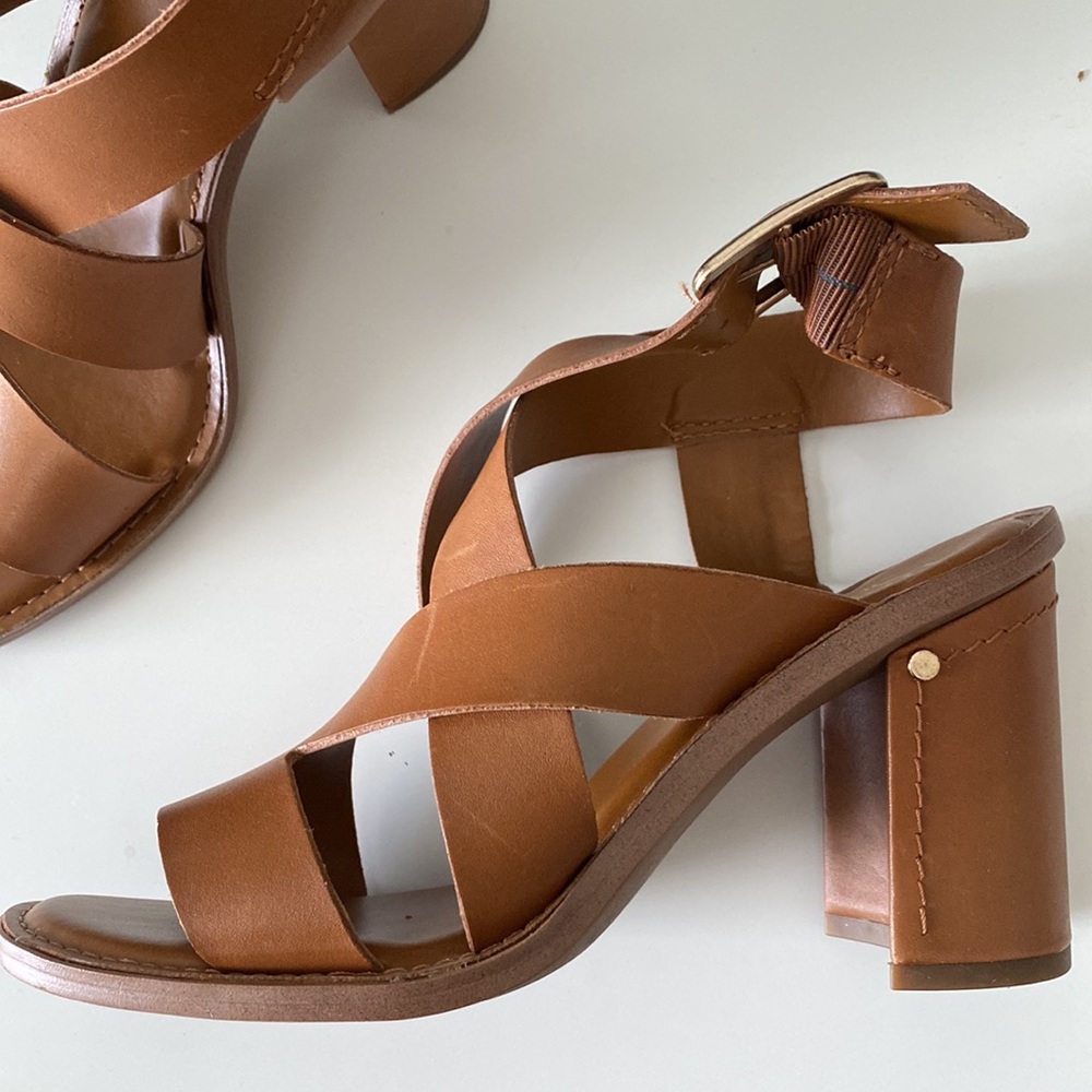 Franco Sarto Genuine Leather Block Heels Open Toe